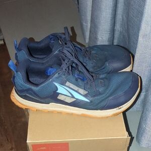 Altra Men's Trail Runner Shoes Lone Peak 7 in Blue and Orange